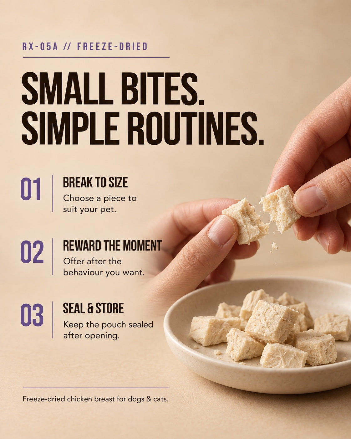 RX-05A Freeze-Dried Treat – 100% Chicken Breast
