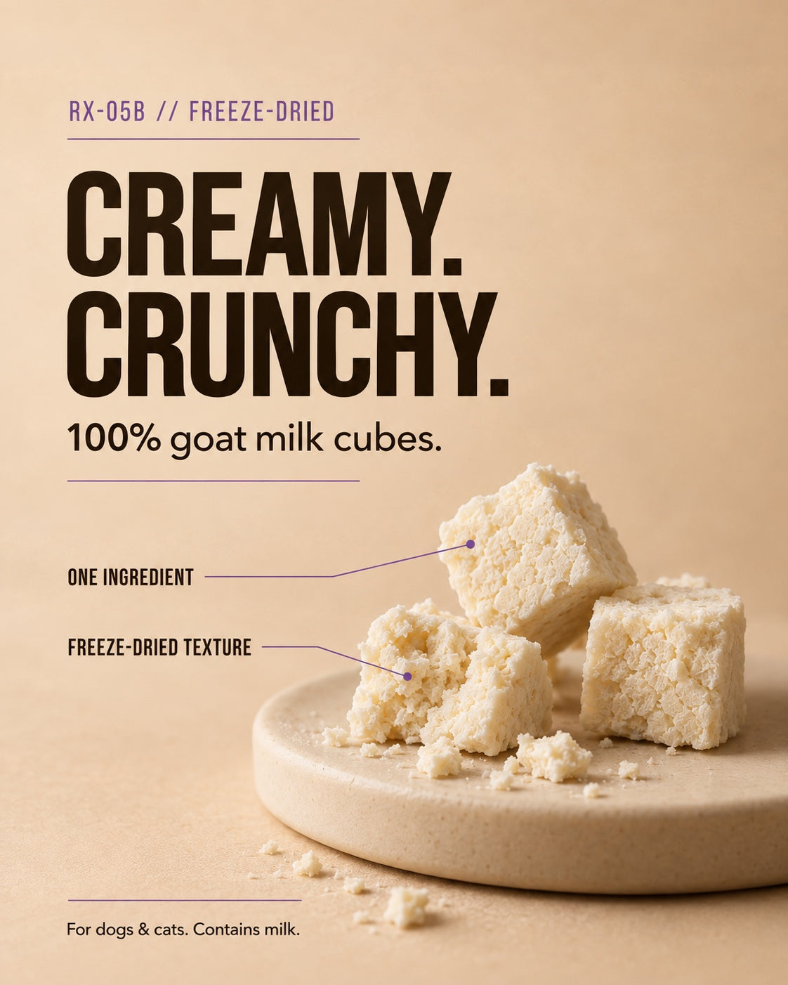 RX-05B Freeze-Dried Treat – 100% Goat Milk Cubes