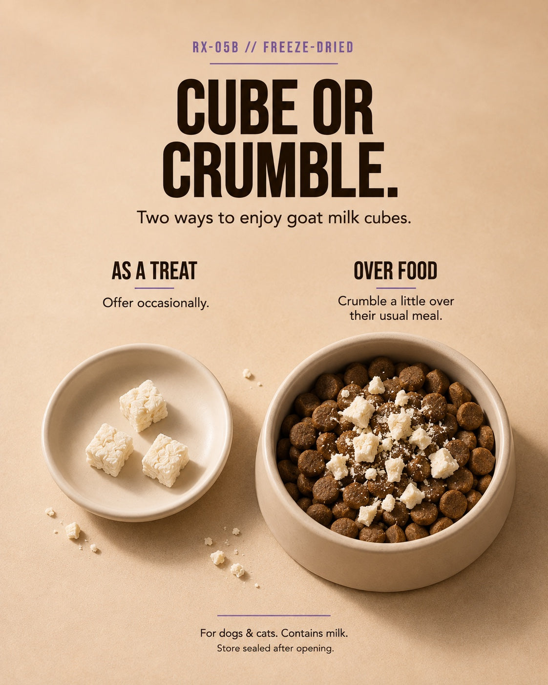 RX-05B Freeze-Dried Treat – 100% Goat Milk Cubes