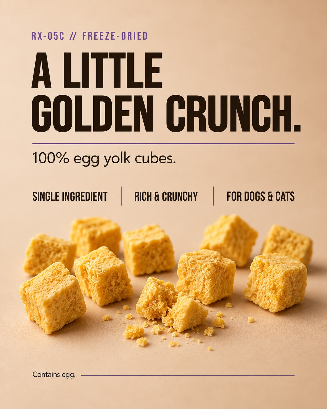 RX-05C Freeze-Dried Treat – 100% Egg Yolk Cubes